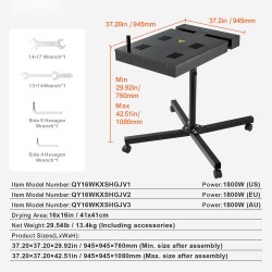 Kuivain seulapainatukseen 41 senttimetrin sivun kuivausalue säädettävä korkeus 1800 wattia