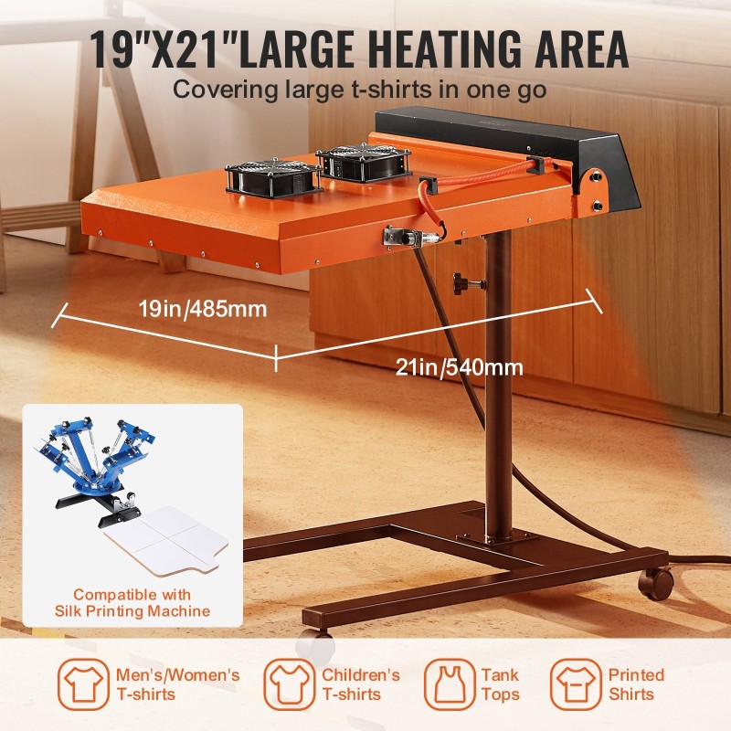 Infrapuna-flash-kuivuri 6000W 485x540 mm kaksituulettimella seula- ja silkkipainatukseen
