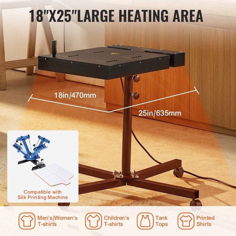 Flash-kuivain silkkipainatukseen 18 x 25 tuuman kuivausalue säädettävä lämpötila