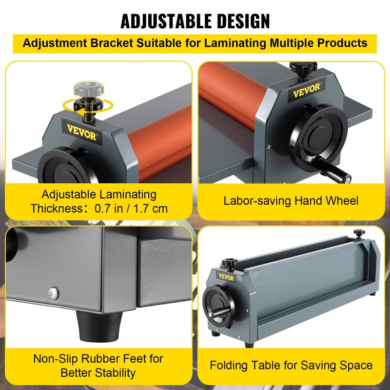 Kylmälaminointikone käsikäyttöinen rautarunko 1280 mm silikonirullat 17 mm