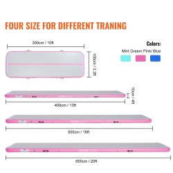 Ilmatäytteinen PVC-voimistelumatto 4-metrinen pinkki 600W sähköpumpulla sisä- ja ulkokäyttöön