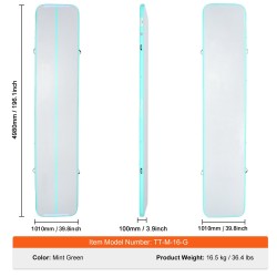 Ilmatäytteinen voimistelumatto PVC 4,9 m 101 cm 10 cm sähköpumpulla