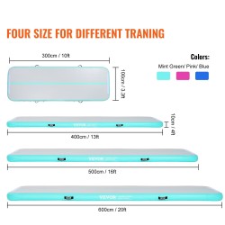 Ilmatäytteinen PVC-pressusta voimistelumatto 4 m 3980x1010x100 mm sisältää sähköpumpun