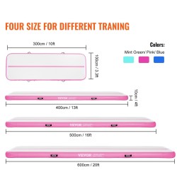 Ilmatäytteinen PVC-voimistelumatto 4980x1010x100 mm pinkki 600W pumppu sisä- ja ulkokäyttöön