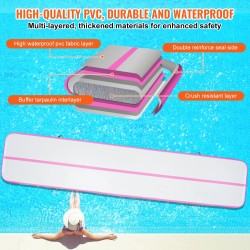 Ilmatäytteinen PVC-voimistelumatto 4980x1010x100 mm pinkki 600W pumppu sisä- ja ulkokäyttöön