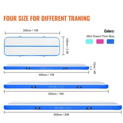 Ilmalla täytettävä PVC-jumppamatto 6,1 m pitkä 100 mm paksu sähköpumppu mukana