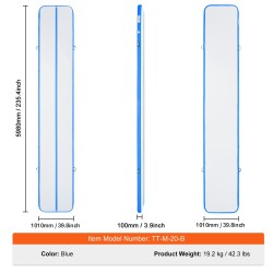 Ilmalla täytettävä PVC-jumppamatto 6,1 m pitkä 100 mm paksu sähköpumppu mukana