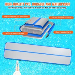 Ilmatäytteinen PVC-voimistelumatto 398x101x10 cm 4 tuumaa 600W pumppu sininen