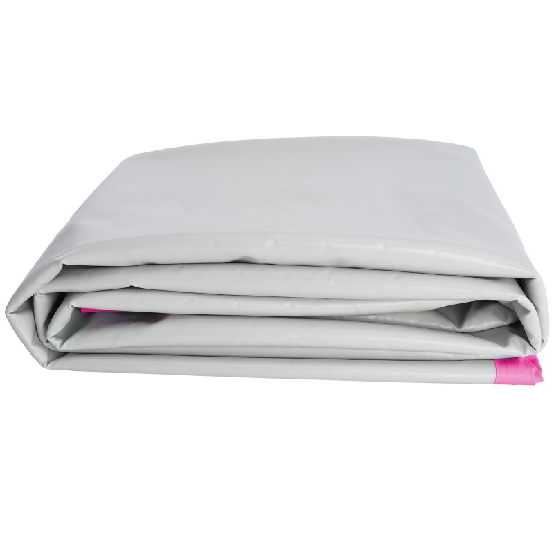 Ilmatäytteinen PVC-voimistelumatto kuusi metriä pitkä kymmenen senttiä paksu pinkki