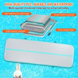 Ilmatäytteinen voimistelumatto PVC 100 mm paksu 3000x1010 mm mintunvihreä 600W pumppu mukana