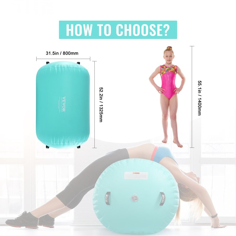 Pyöreä täytettävä PVC-ilmarulla 800 x 1325 mm 600W sähköpumpulla mintunvihreä