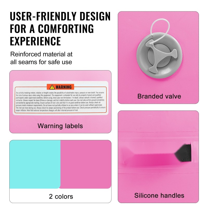 Täytettävä ilmarulla volttipatja PVC-muovi 600x1230 mm 600 watin sähköpumpulla vaaleanpunainen