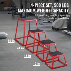 Plyoboxi teräksinen pinottava neljä kokoa 12 18 24 30 tuumaa 227 kg