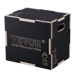 Plyometrinen hyppyboksi monikerroksisesta vanerista 16 14 12 tuumaa musta