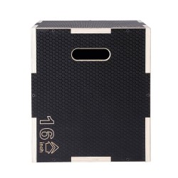 Plyometrinen hyppyboksi monikerroksisesta vanerista 20/18/16 tuumaa 204 kg kantavuus musta