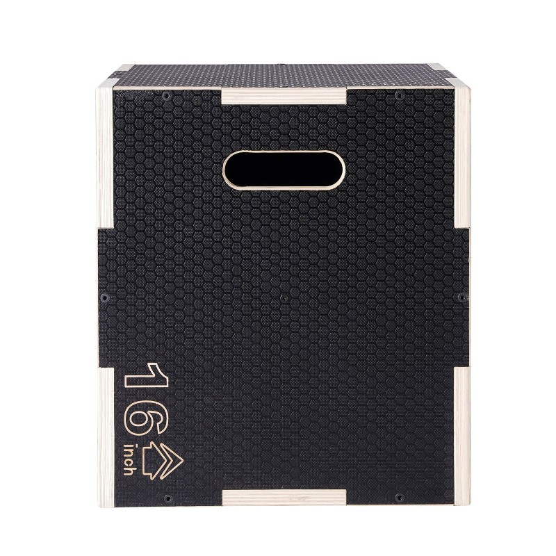 Plyometrinen hyppyboksi monikerroksisesta vanerista 20/18/16 tuumaa 204 kg kantavuus musta