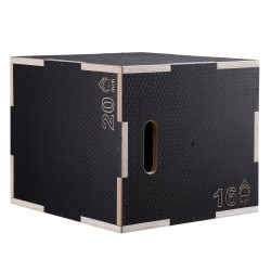 Plyometrinen hyppyboksi monikerroksisesta vanerista 20/18/16 tuumaa 204 kg kantavuus musta