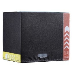 Plyometriaboxi 3 eri korkeutta 16/14/12 tuumaa musta PVC-pinta kierrätetty puuvillatäyte