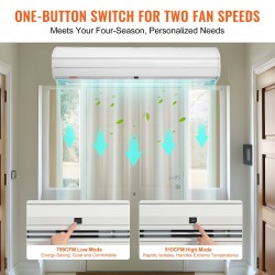 Ilmaverho 1,2 m seinään asennettava valkoinen 2 nopeutta 2038 m³/h UL-sertifioitu