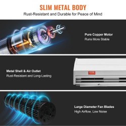 Ilmaverho 1,2 m seinään asennettava valkoinen 2 nopeutta 2038 m³/h UL-sertifioitu