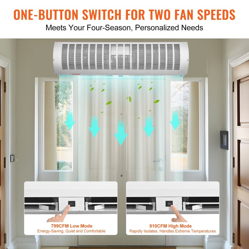 Ilmaverho 0,9 metriä seinälle asennettava lämmittämätön kaksi nopeutta 2038 kuutiometriä tunnissa