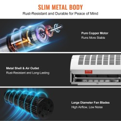 Ilmaverho 0,9 metriä seinälle asennettava lämmittämätön kaksi nopeutta 2038 kuutiometriä tunnissa
