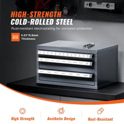 Kierretappikaappi kylmävalssattua terästä 3 laatikkoa 29 lokeroa 3–24 mm pinottava