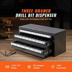 Poranteräkaappi teräs 3 vetolaatikkoa 29 lokeroa 1,59–12,7 mm pinottava