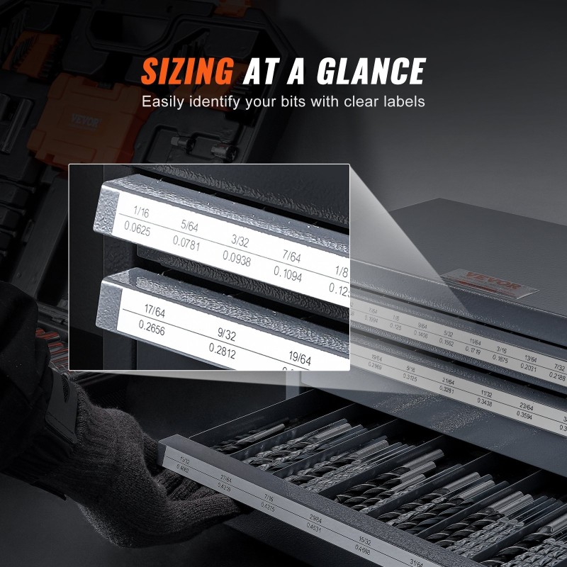 Poranteräkaappi teräs 3 vetolaatikkoa 29 lokeroa 1,59–12,7 mm pinottava