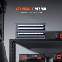 Poranteräkaappi teräs 3 vetolaatikkoa 29 lokeroa 1,59–12,7 mm pinottava