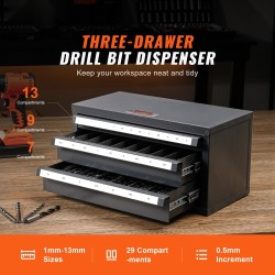 Poranteräkaappi kylmävalssattu teräs 0,8 mm 3 vetolaatikkoa 29 lokeroa 1–13 mm