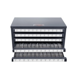 Kierteitystappikaappi teräs 0 8 mm 5 vetolaatikkoa 60 lokeroa kokoluokille 2 56 12 28