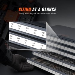 Kierteitystappikaappi teräs 0,8 mm 5 vetolaatikkoa 60 lokeroa kokoluokille 2-56–12-28