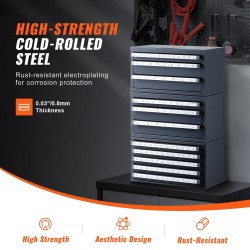 Poranterälokerikko teräs 0,8 mm 116 lokeroa koot 1/16–1/2 pinottava 3-kaappinen