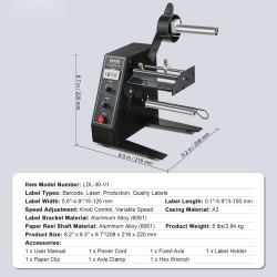 Automaattinen etiketinjakaja leveys 15–125 mm pituus 3–150 mm alumiiniseosakselit 24 voltin kuparikäämimoottori