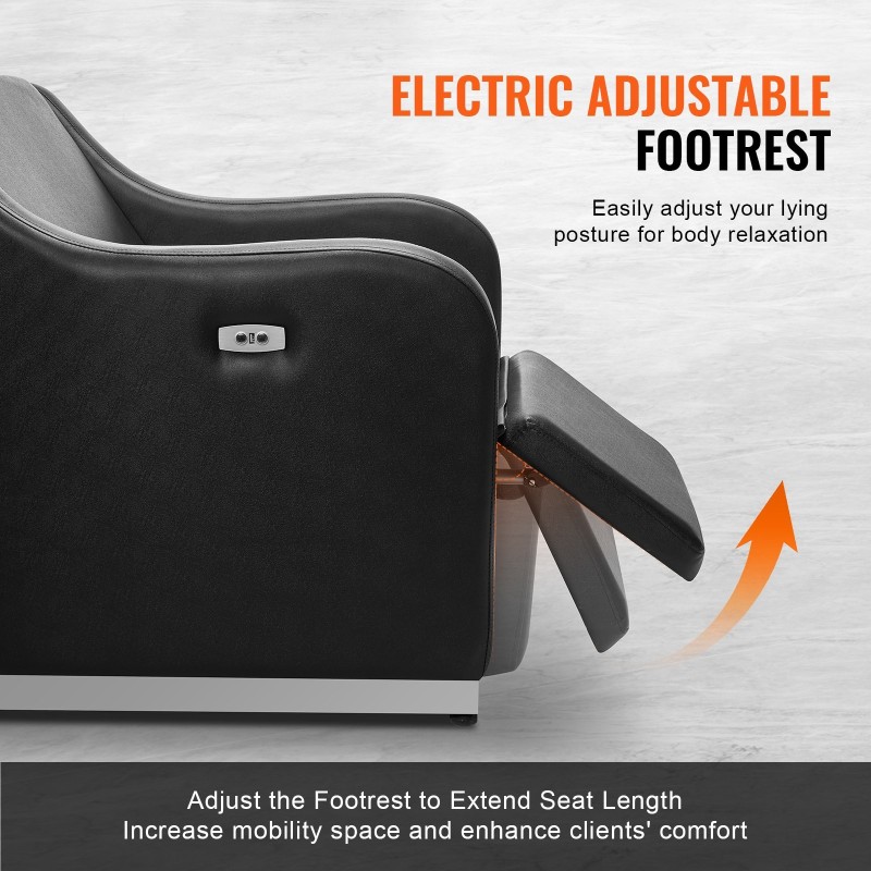 Hiustenpesutuoli keraamisella pesualtaalla sähköisellä jalkatuella ja PU-verhoilulla 300 kg kantavuus