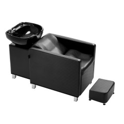 Kampaamon pesutuoli keraamisella pesualtaalla keinonahkaverhoilu leveällä jalkatuella kolmesataa kilogrammaa