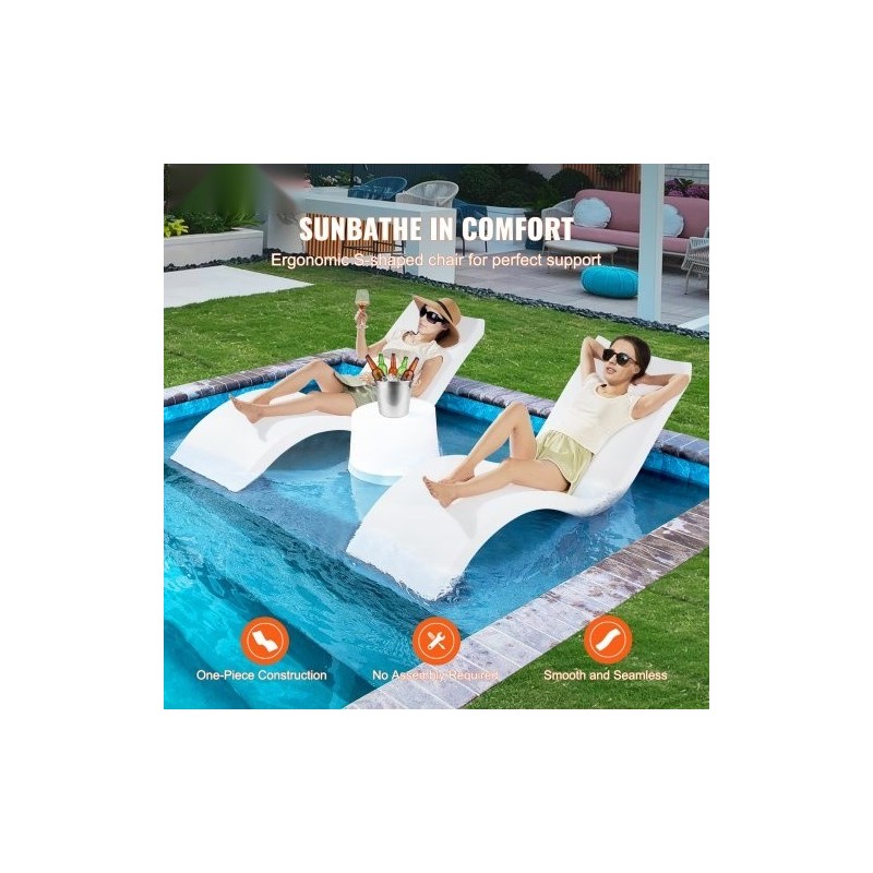 Allastuolit PE-muovia 2 kappaletta täytettävät sopivat matalaan altaaseen 200 kg kantavuus