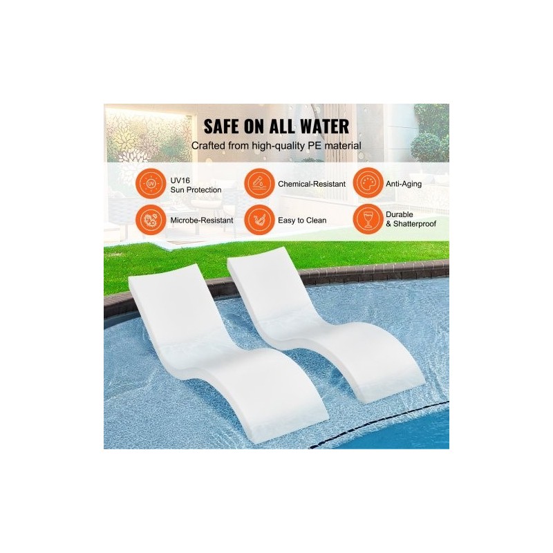 Allastuolit PE-muovia 2 kappaletta täytettävät sopivat matalaan altaaseen 200 kg kantavuus