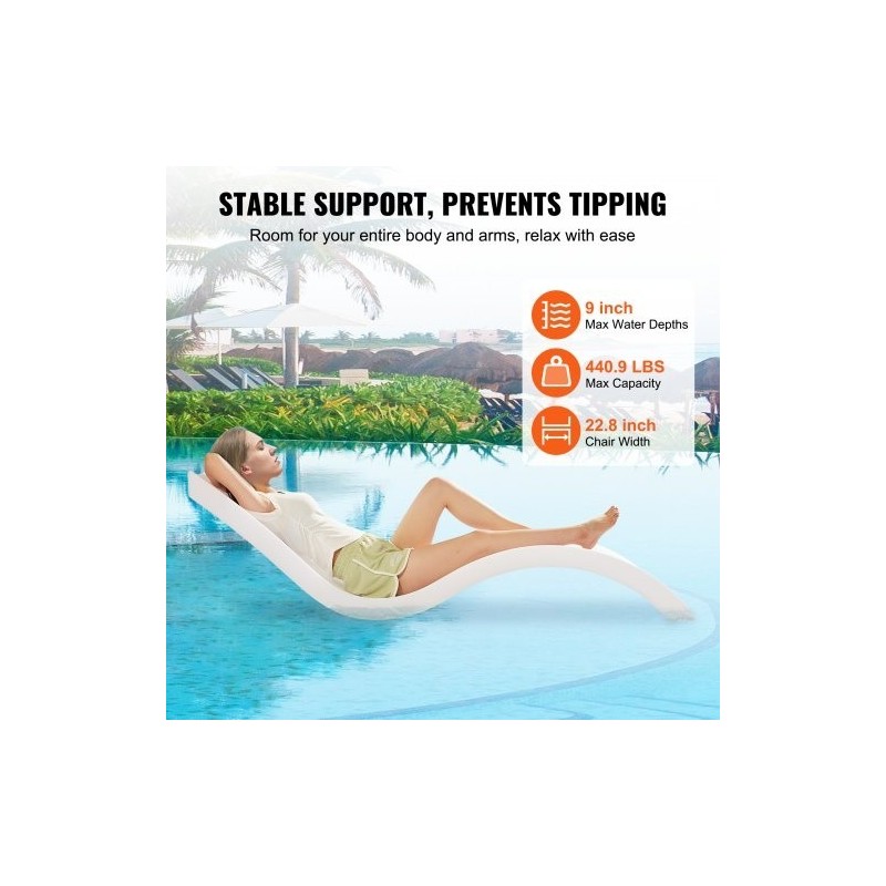 Allastuolit PE-muovia 2 kappaletta täytettävät sopivat matalaan altaaseen 200 kg kantavuus