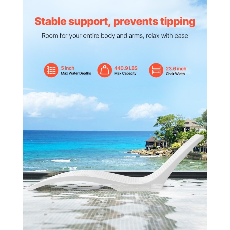 Allaslepotuolisetti PE-muovinen S-muotoinen 2 kpl 1800x600x560 mm sopii jopa 5 tuuman veteen