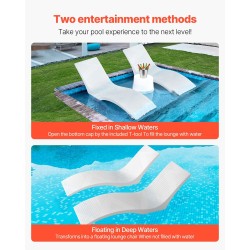 Allaslepotuolisetti PE-muovinen S-muotoinen 2 kpl 1800x600x560 mm sopii jopa 5 tuuman veteen