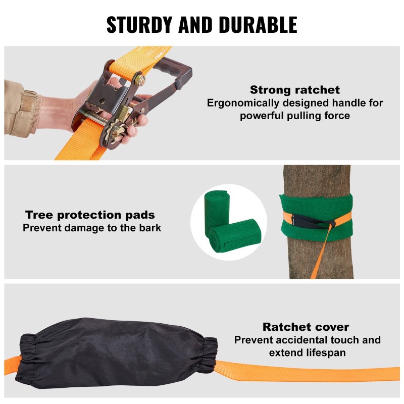 Tasapainoliinasetti 18,3 m kaksilinjainen oranssi puunsuojilla käsiharjoittimella ja kantolaukulla