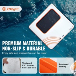 Täytettävä PVC-kelluva laituri 3,04 x 3,04 m trampoliiniverkolla ja irrotettavalla tikkaalla