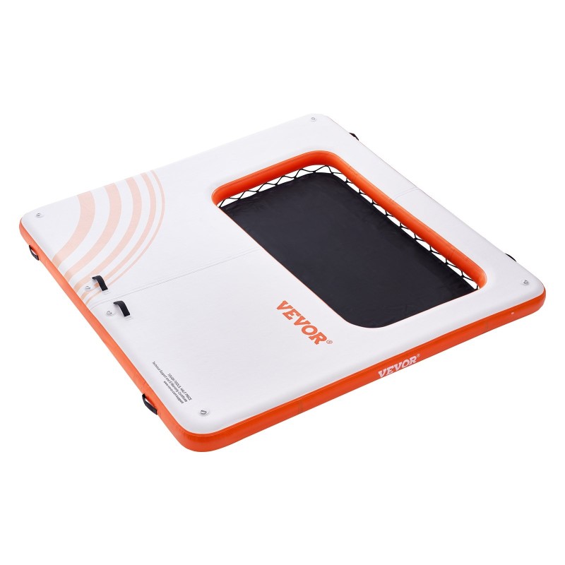 Täytettävä PVC-kelluva laituri 3,04 x 3,04 m trampoliiniverkolla ja irrotettavalla tikkaalla