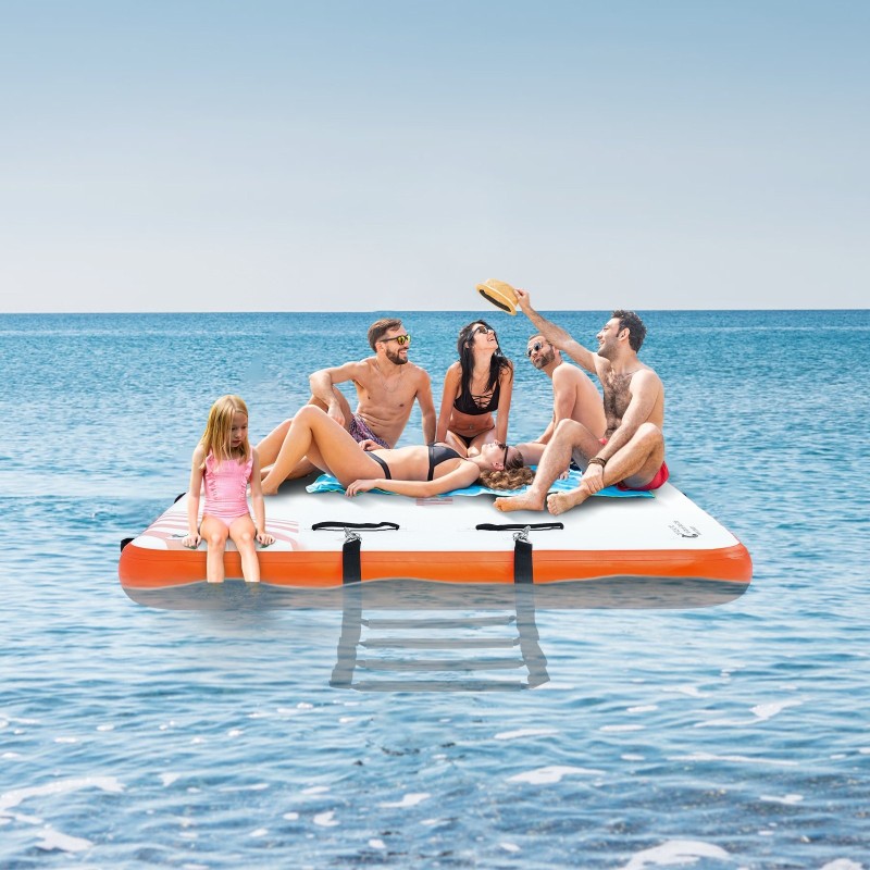 Ilmatäytteinen PVC-harjattu liukumaton laituri 4,57 x 1,82 m irrotettavalla tikkaalla