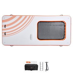 Ilmatäytteinen PVC-harjatekangas kelluva laituri koko 4,57 x 1,98 m trampoliiniverkolla