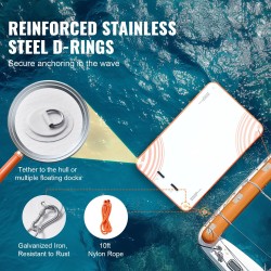 Ilmatäytteinen PVC-kelluva laiturialusta 2,43 x 1,52 m liukuestepintainen irrotettavalla tikkaalla