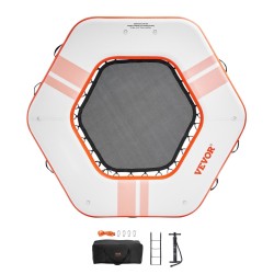 Ilmatäytteinen pyöreä lautta harjatusta PVC kankaasta halkaisija 2,59 m trampoliiniverkolla