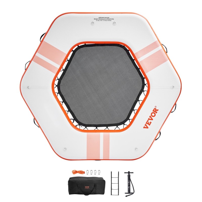 Ilmatäytteinen pyöreä lautta harjatusta PVC kankaasta halkaisija 2,59 m trampoliiniverkolla